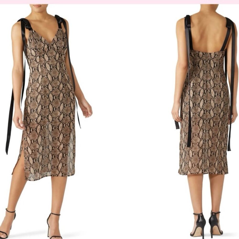 Goen.J tan animal print midi dress sleeveless 4 party evening